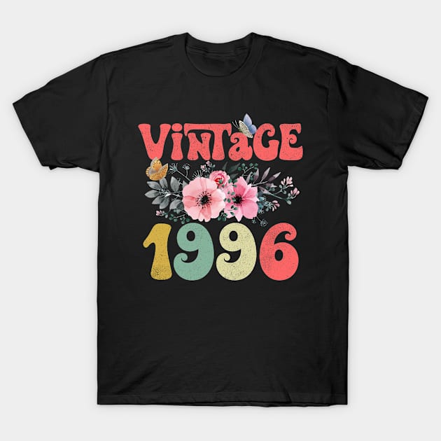 Vintage 1996 Floral Retro Groovy 27th Birthday T-Shirt by Kens Shop